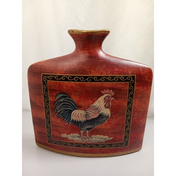 Rooster Vase Ceramic 9”W X 9” Tall X 2 1/2 Thick‎ Decor - Picture 3 of 8